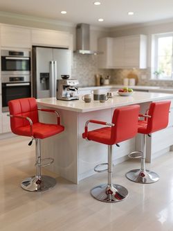 New Red Adjustable Height Bar Stool with Arms (1piece left)