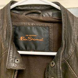 Ben Sherman Genuine Brown Leather Jacket Size Small