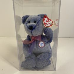 2000 TY Beanie Babies Periwinkle The Bear With Tag And hard case