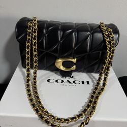 Black Purse With Gold Chain