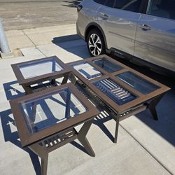 Living Room Coffee Table Set with Glass
