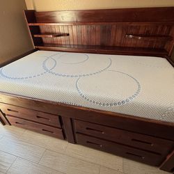 Twin Trundle Bed w/ Mattress, Drawers, and Storage