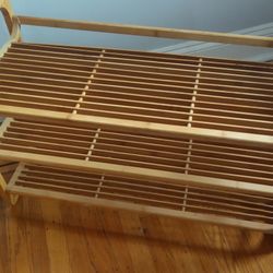 Wooden Shoe Rack Three Tiers