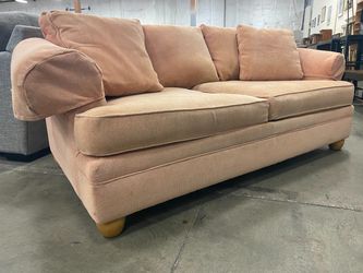 Salmon Pink Upholstered Extra Wide Loveseat