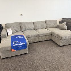 Light Gray U-Shape Sofa Sectional Set w/Double Chaise Lounge -EZ $10 Down Finance options Available  