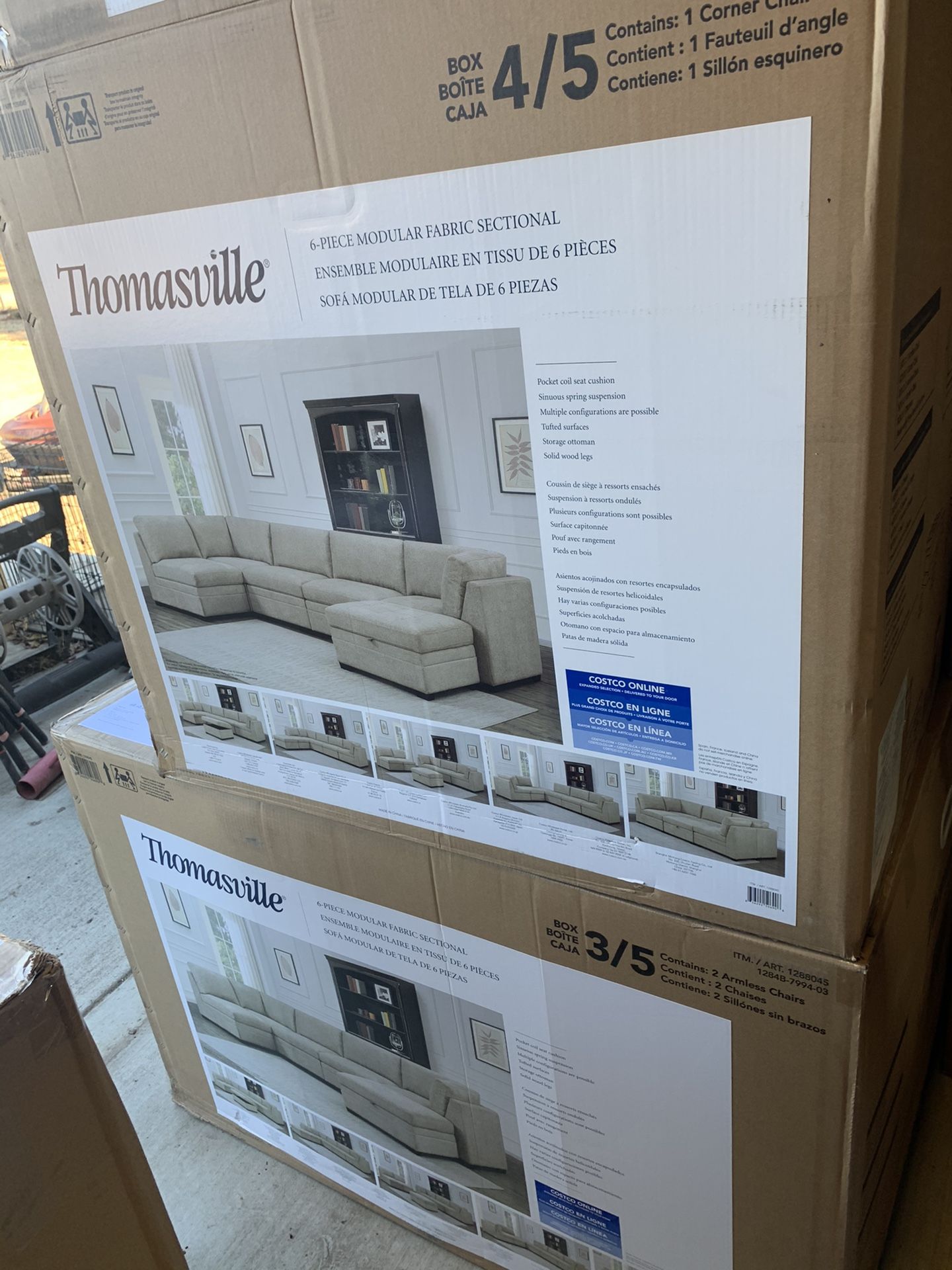 Thomasville Tisdale 6 Piece Fabric Sectional Couch Beige in color like