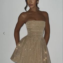 Katrina Mini Dress -Gold Sparkle -S