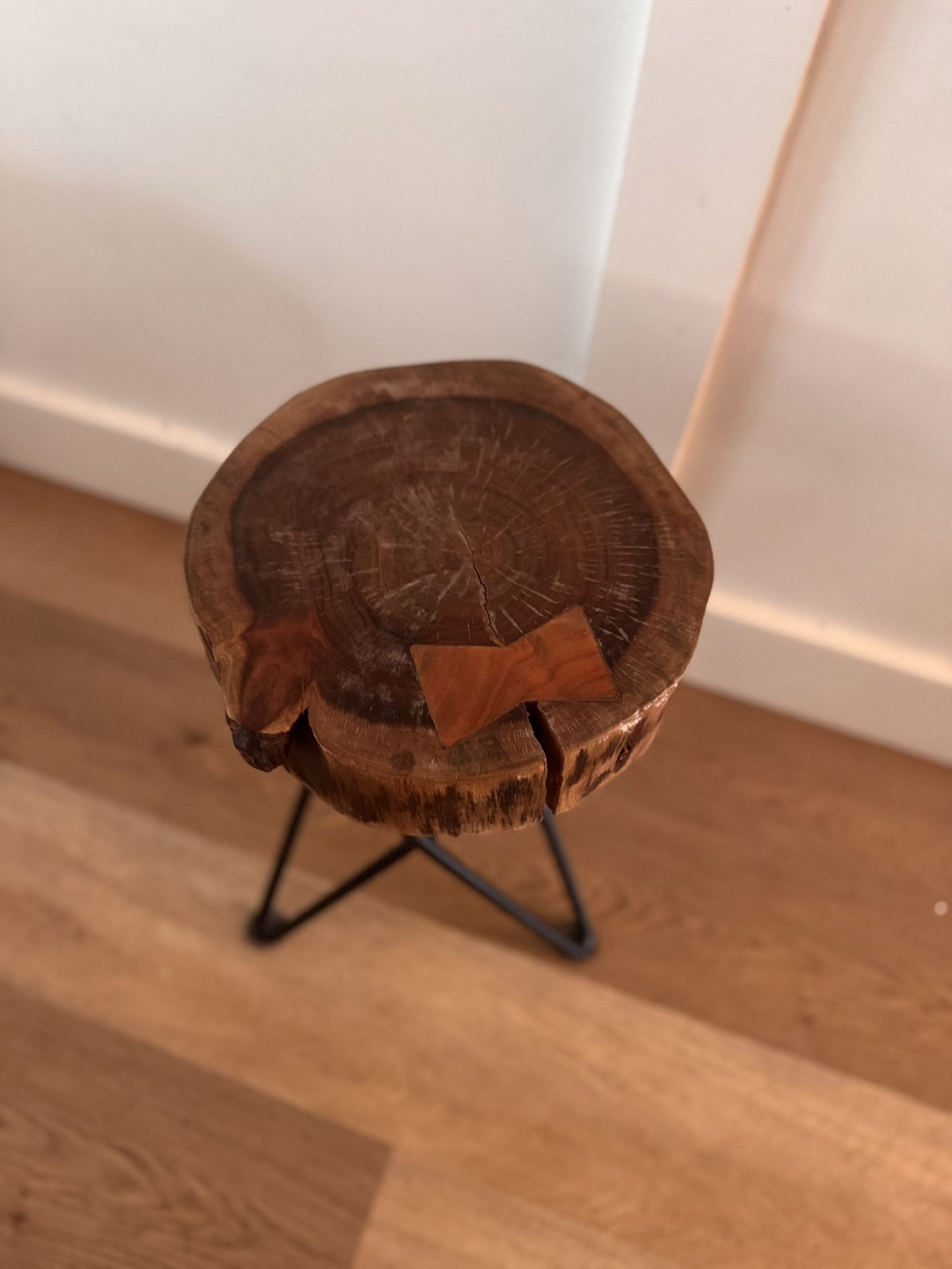 Live Edge MCM Plant Stand Stool