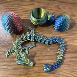3D Printed Dragon Toy Egg Winged 3 PC Openable Egg Moveable Pieces Multicolor Effect