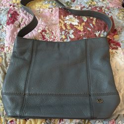 The Sak De Young Gray Blue Pebble Leather Hobo Crossbody Bag Purse Mark $143