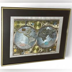 A New and Accvrat Map of The World 1626 Print Framed Foil Art, Vintage
