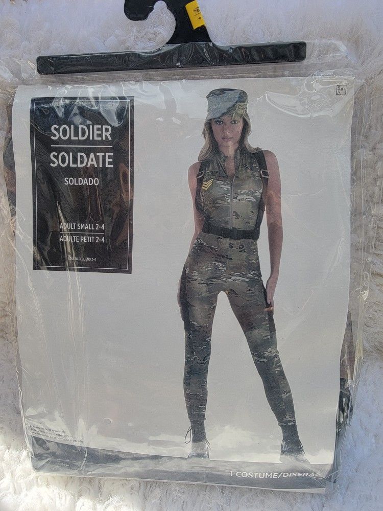 Brand New Women's Soldier Costume, Adult Size Small (2-4).