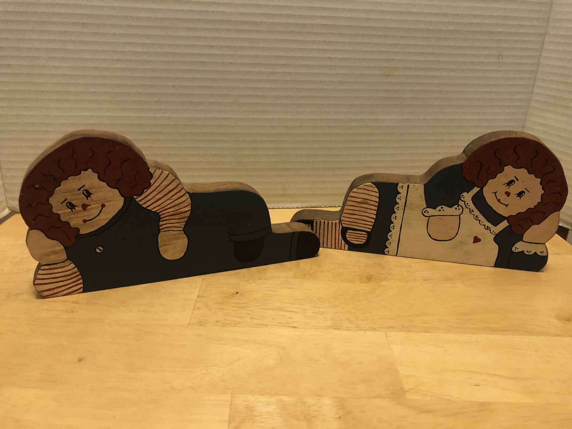 Raggedy, Ann & Andy Wooden painted shelf sitters