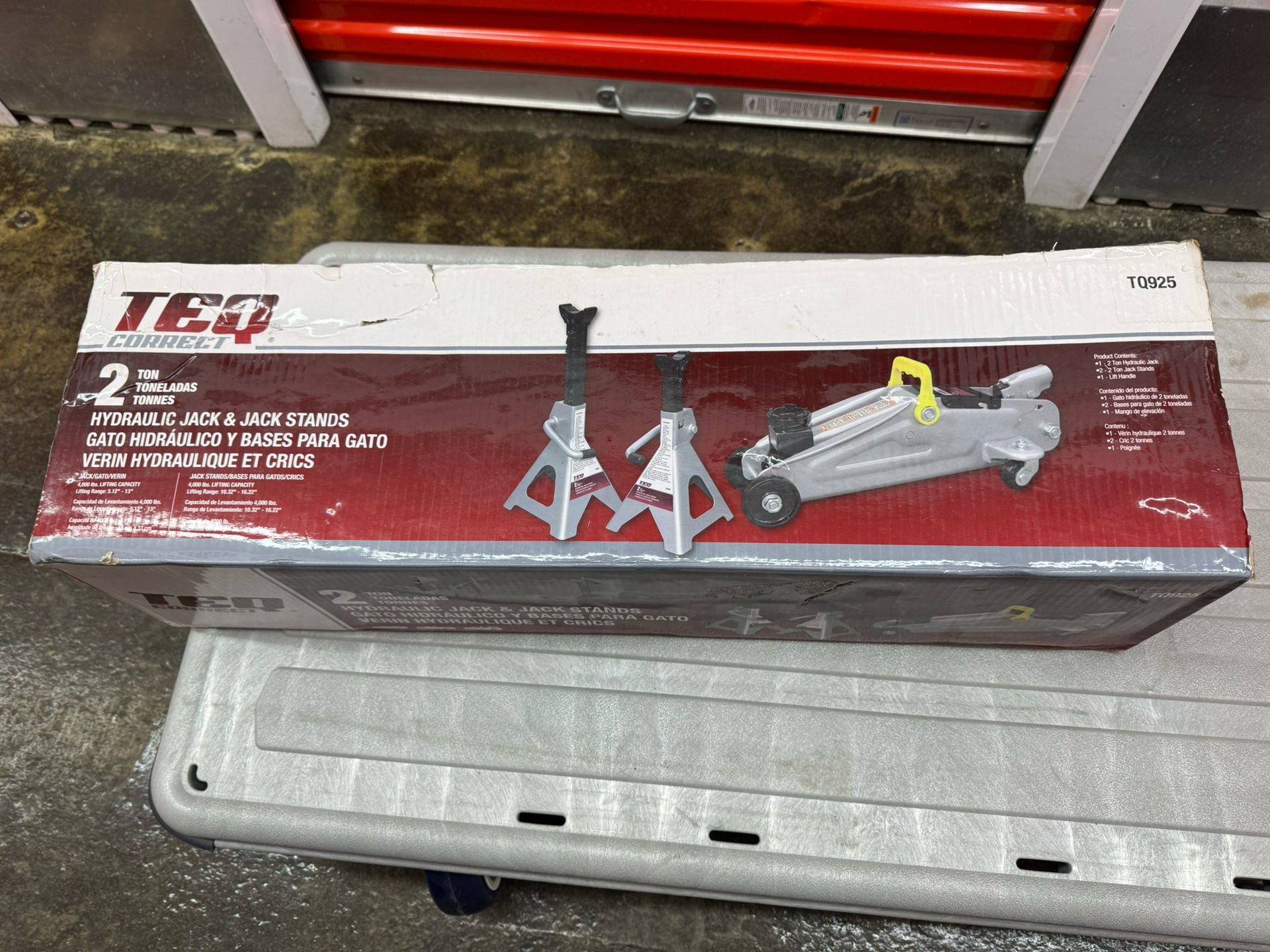 TEQ Correct 2 Ton Floor Jack 2 Ton & Stand 2 Stands: Jack Lifting Range 5.12" to 13"