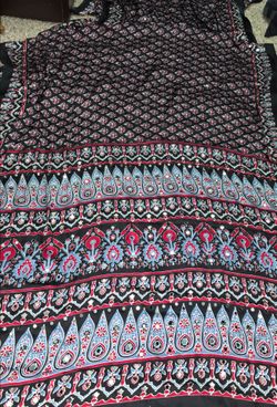 Black silk ajrak saree with mirrors