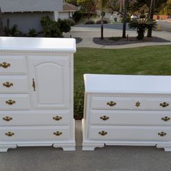 Set Of Two White Wooden Dresser Drawers 
