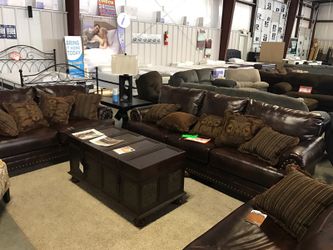 Leather Sofa & Love Set By Ashley New Free Pillows Free Delivery