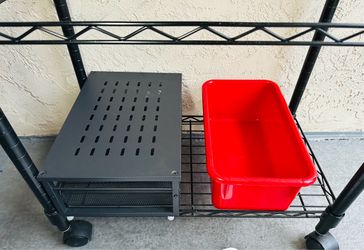 Rolling file Cart with Storage Bins and Monitor Stand Riser