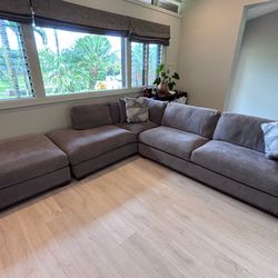 Dark Gray Sectional Couch + Ottoman