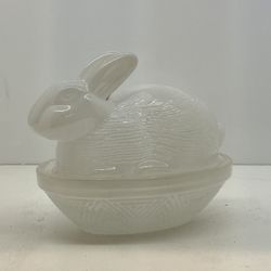Glass Bunny Covered Candy Dish
