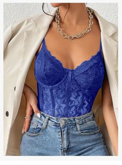 Women's Lace Sheer Mesh Floral Bodysuit Sleeveless Slim Fit Bodysuit