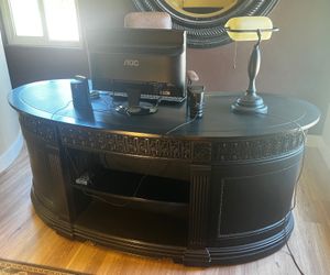 Beautiful Dark Wood Executive Home Office Set–Desk, Credenza, Bookcase - $725 (Tierrasanta)