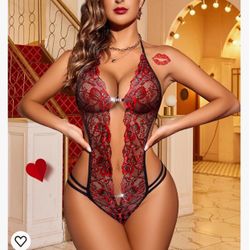 Lace Bodysuit Deep V Teddy Nightgown