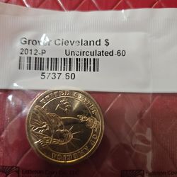 2012 -P GROVER   CLEVELAND  $1 UNCIRULATED   GOLD PLATED