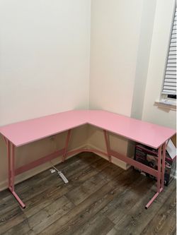 Pink L-Shaped Corner Desk / Gaming Desk