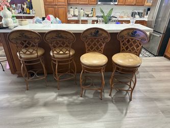 Set of 4 wrought Iron bar Stools