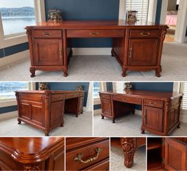 Large Carved Wood Executive Desk