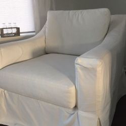 Pottery Barn York Slope Arm Slipcovered Swivel Armchairs