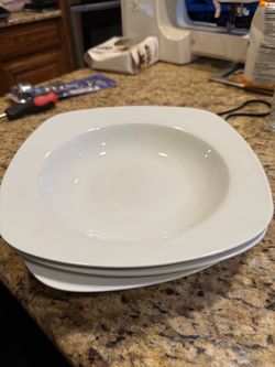 3 Royal Worcester white square porcelain bowls from the Neo Classic pattern