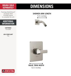 Delta Velum 14 Series Stainless/Brushed Nickel Shower Valve Trim Kit