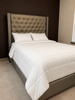 Tufted Wingback Upholstered Bed Frame