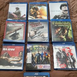 Blu-Ray Movies: Boondock Saints; Blow; American Sniper; Inglorious Bastards; Blow; Black Hawk Down; Patton 