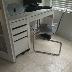 White Desk With Chair