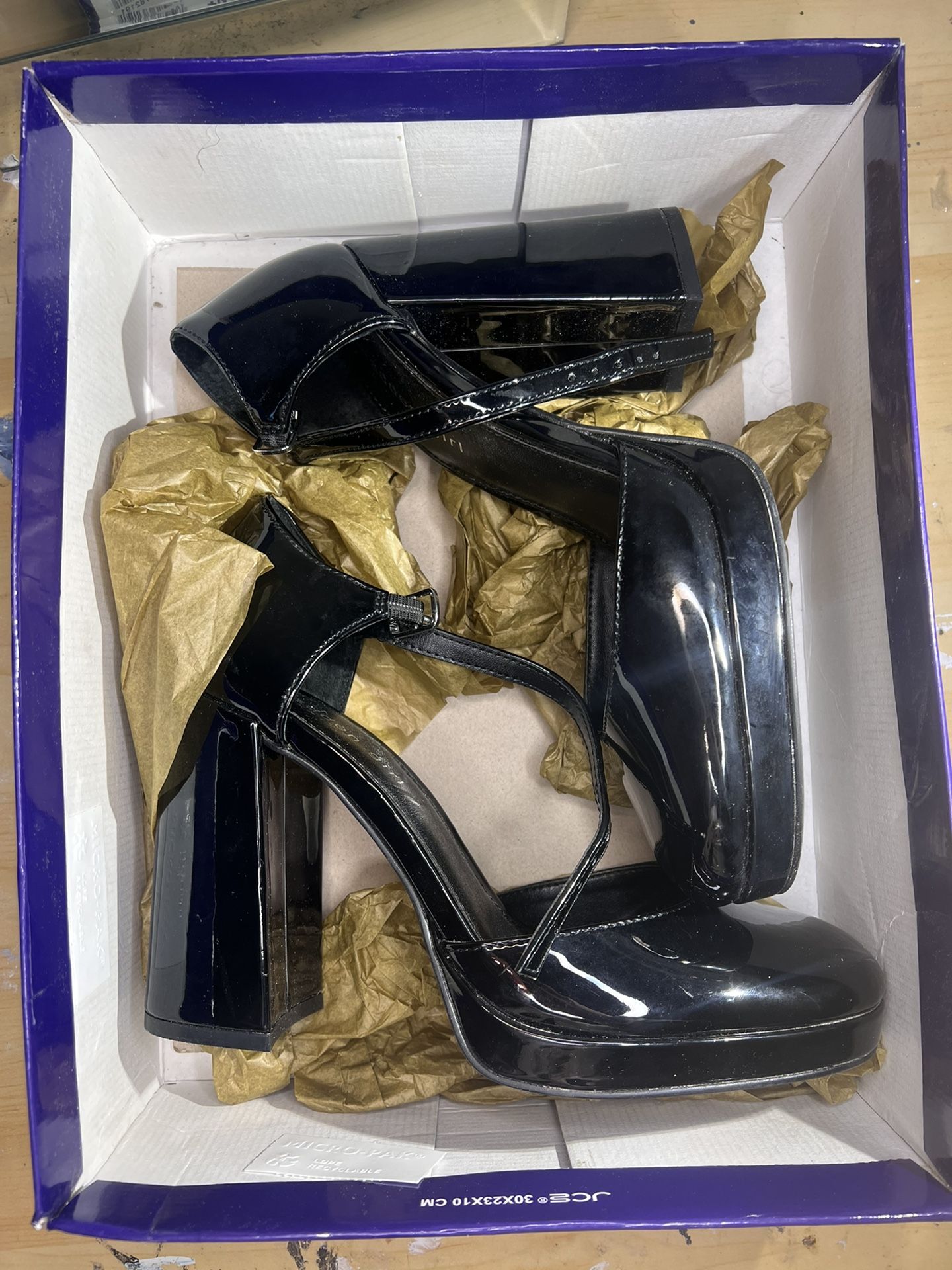 Black Patent Leather Platform Heels