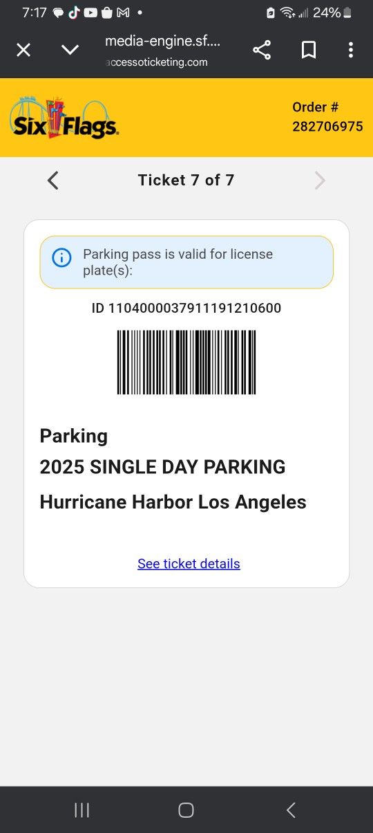 One Single Day Parking For Hurricane Harbor