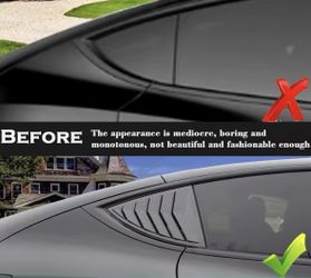 Matte Carbon Fiber Side Window Cover For Tesla Model Y 2021-2024. Rear Wind