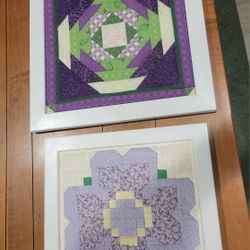 Hand Quilted Squares Framed