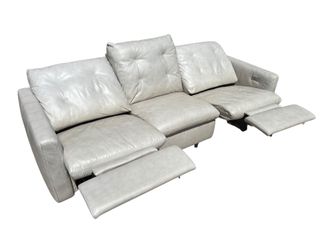 Light Gray Leather Dual Recliner Sofa! Delivery Available !