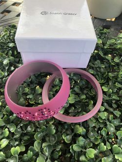 QVC SUSAN GRAVER SET OF 2 BANGLE Cuff Bracelets Crystal Rhinestone