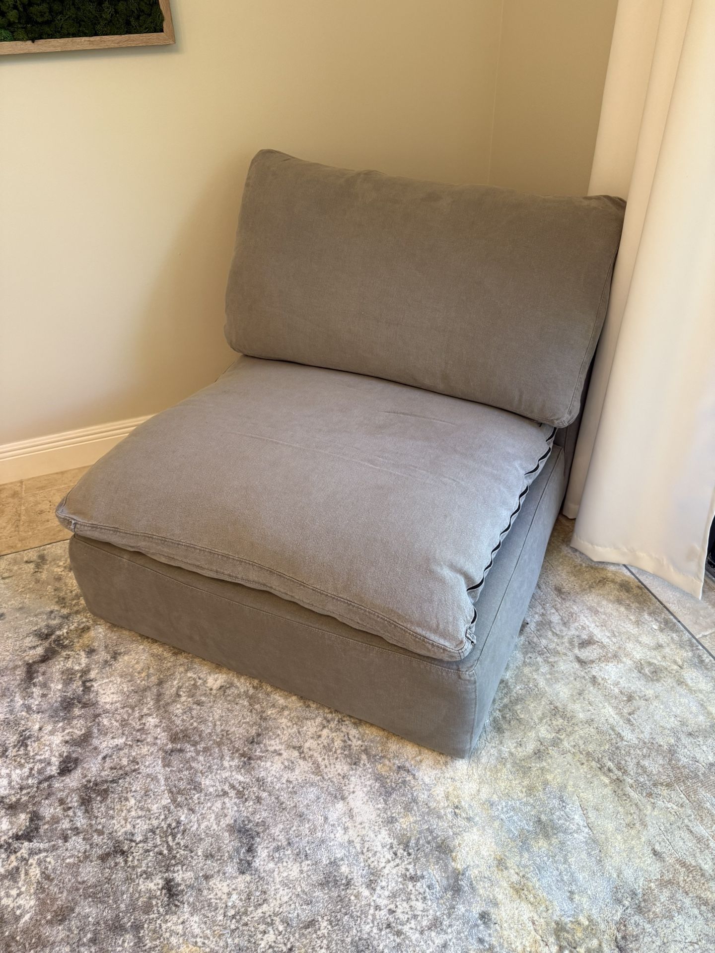 Restoration Hardware cloud couch chair gray , couch, sofa, living room furniture, RH.