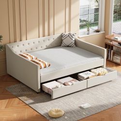 Upholstered Daybed with Storage Drawers new full size