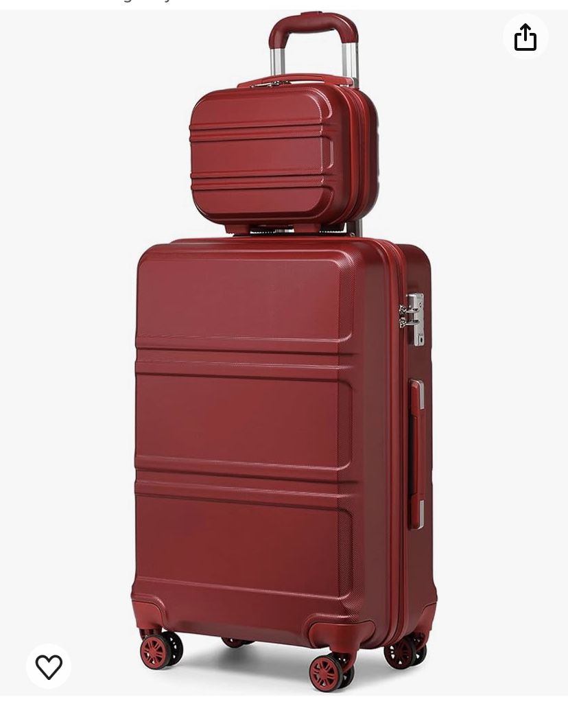 Kono Lightweight Airline Approved Carry On Luggage (Burgundy)