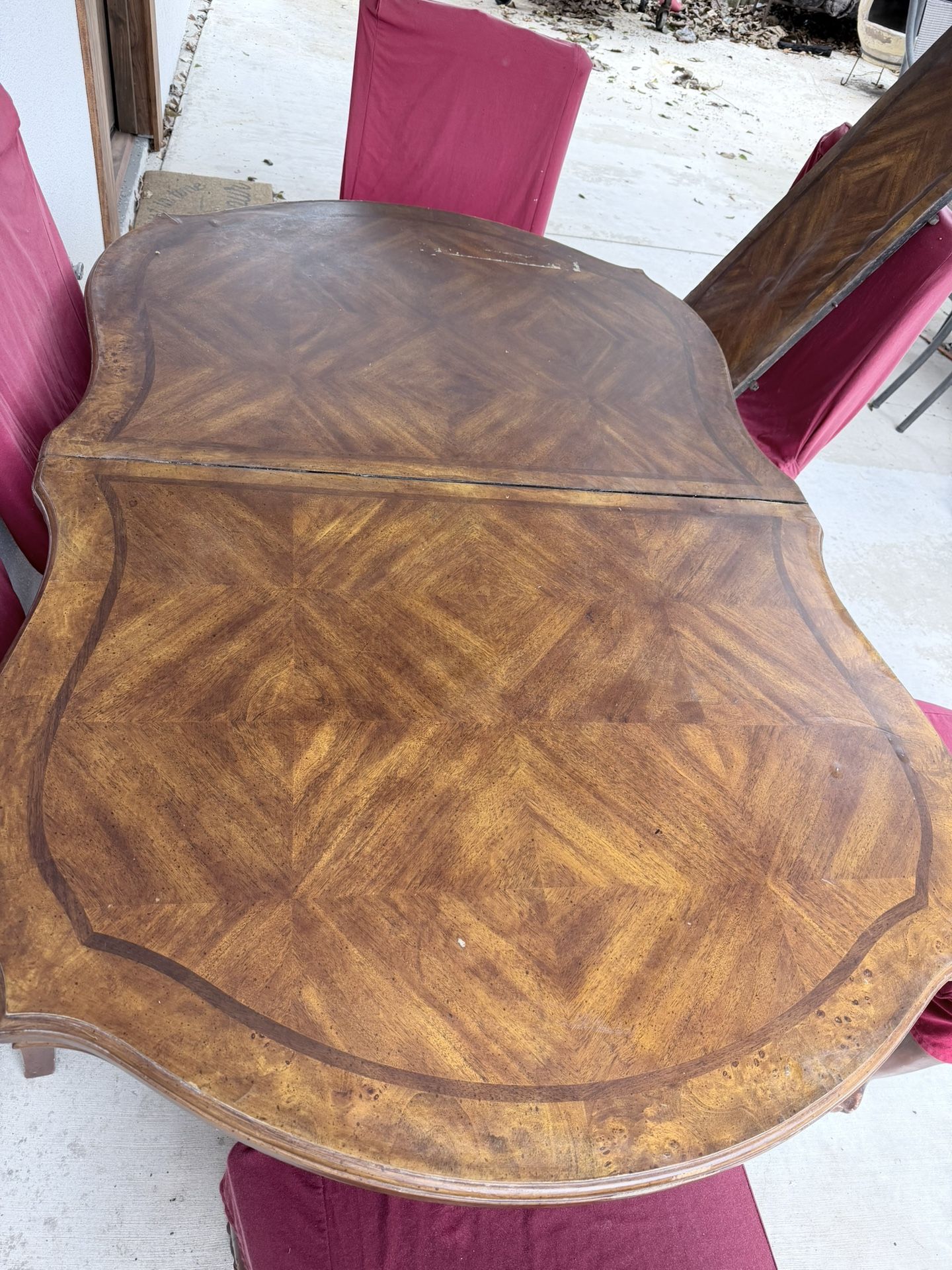 Brown cherry table with 6 chairs
