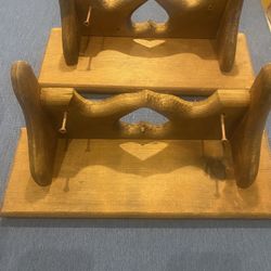 A Pair Of Vintage Solid, Wood Heart Shelves.