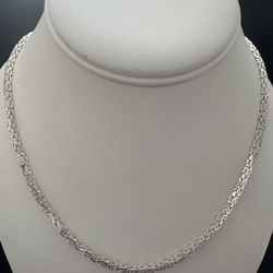 Sterling Silver ~3MM Wide Byzantine Style Chain Necklace 20" 