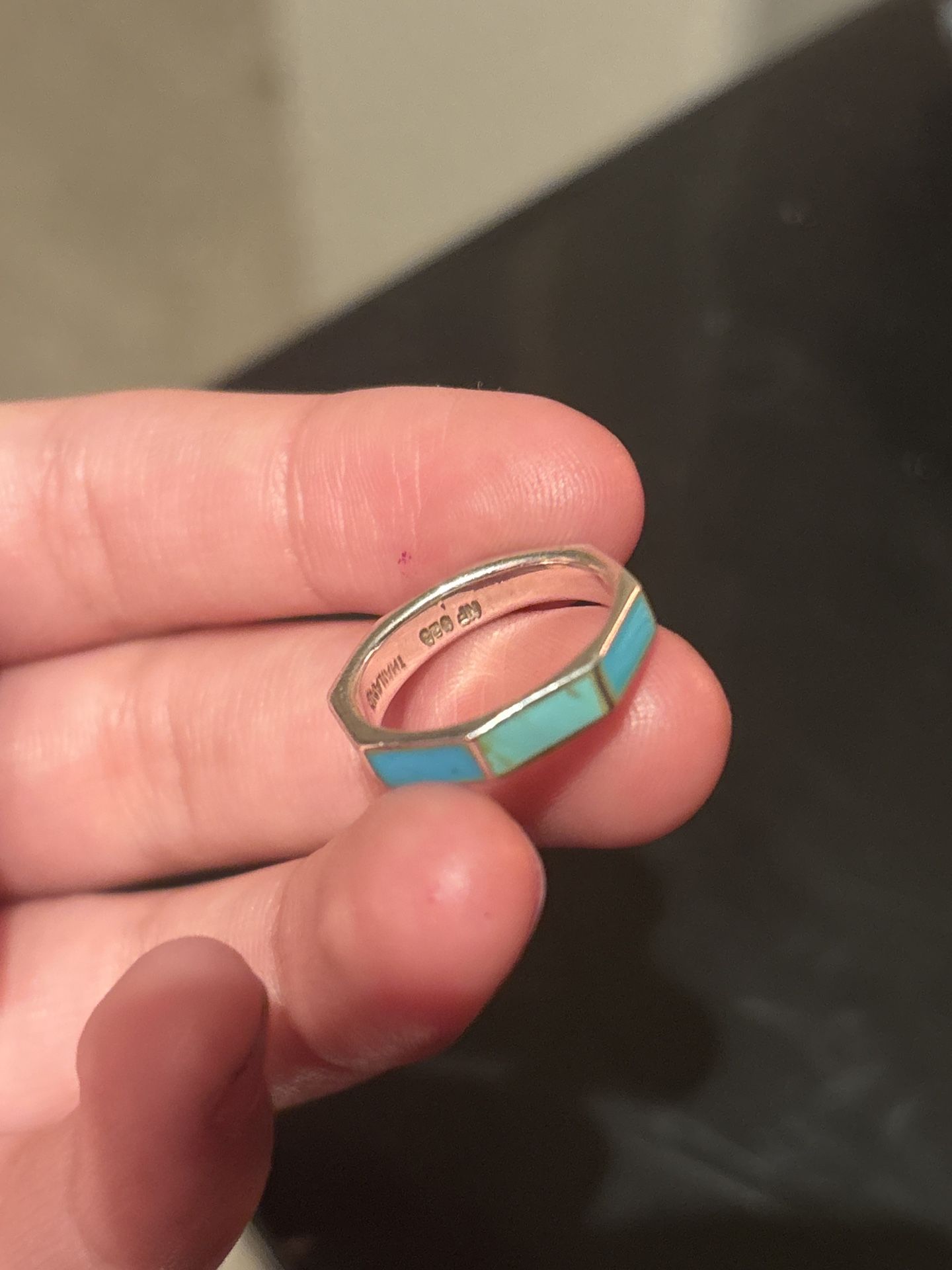 silver 925 blue ring size 7